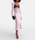 Alessandra Rich Lace-trimmed silk satin midi dress