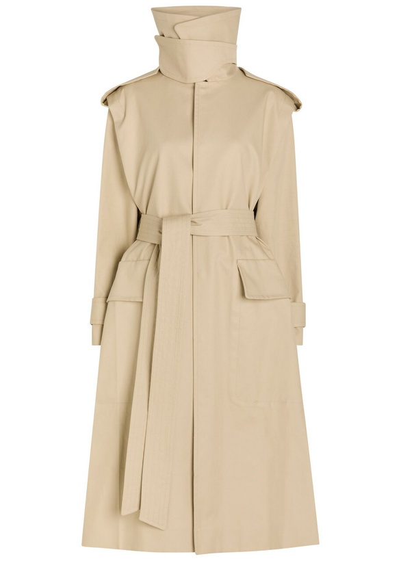 Photo: Victoria Beckham Philippa Belted Cotton Trench Coat Beige