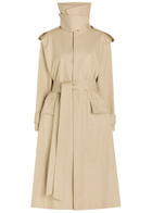 Victoria Beckham Philippa Belted Cotton Trench Coat Beige