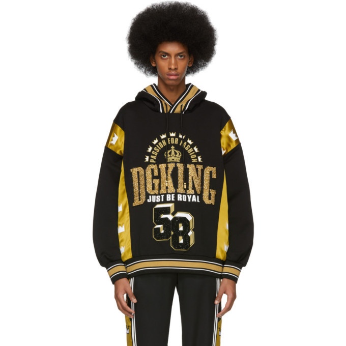 Photo: Dolce and Gabbana Black and Gold DG King Hoodie