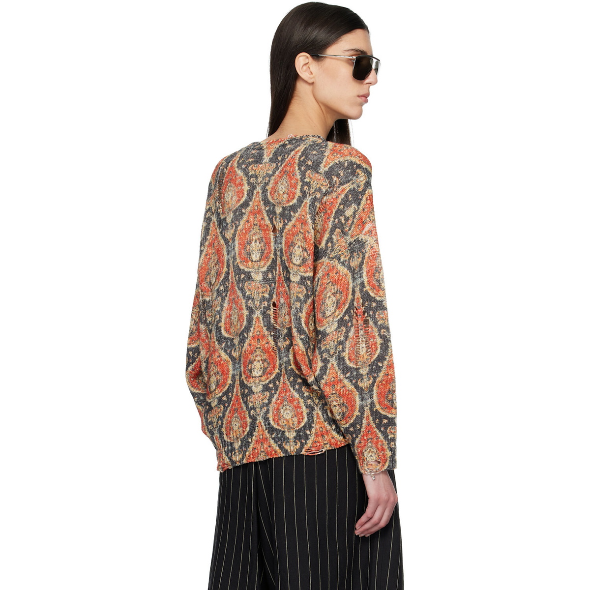 R13 Black & Red Printed Oversized Sweater