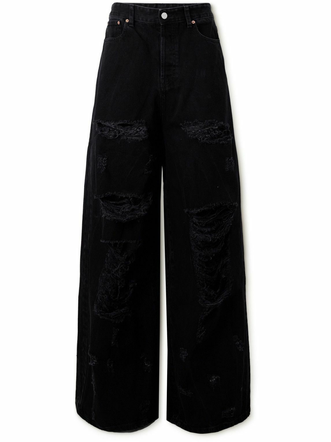 Photo: VETEMENTS - Destroyed Flared Distressed Jeans - Black