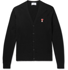 AMI - Logo-Appliquéd Merino Wool Cardigan - Black