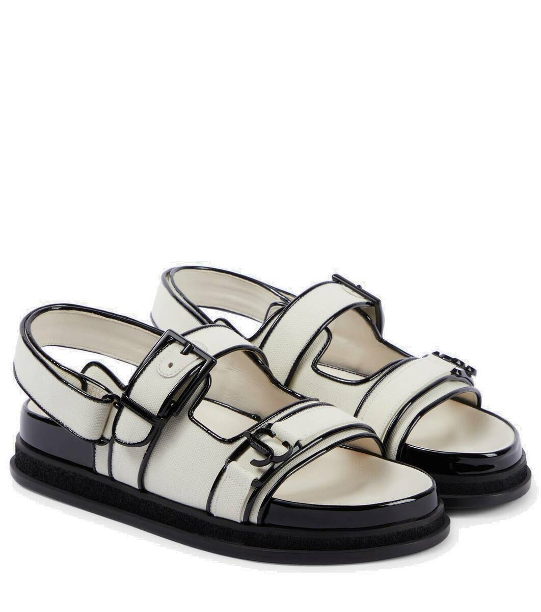 JIMMY CHOO ELIN　35 (22〜22.5) Jimmy Choo Elyn leather-trimmed linen sandals Jimmy Choo