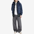 Palm Angels Men's Curved Logo Indigo Bomber Jacket in Indigo Blue
