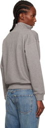 Maison Kitsuné Gray Half Zip Baby Fox Patch Sweatshirt