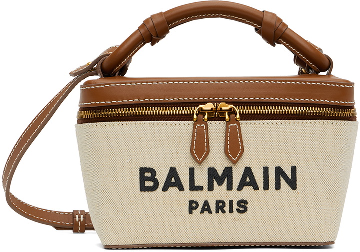 Photo: Balmain Beige & Brown B-Army Vanity Case Bag