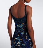 Là Fuori Embellished floral mesh gown