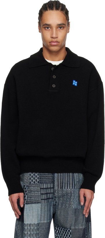 Photo: ADER error Black Significant TRS Tag Knit 02 Polo