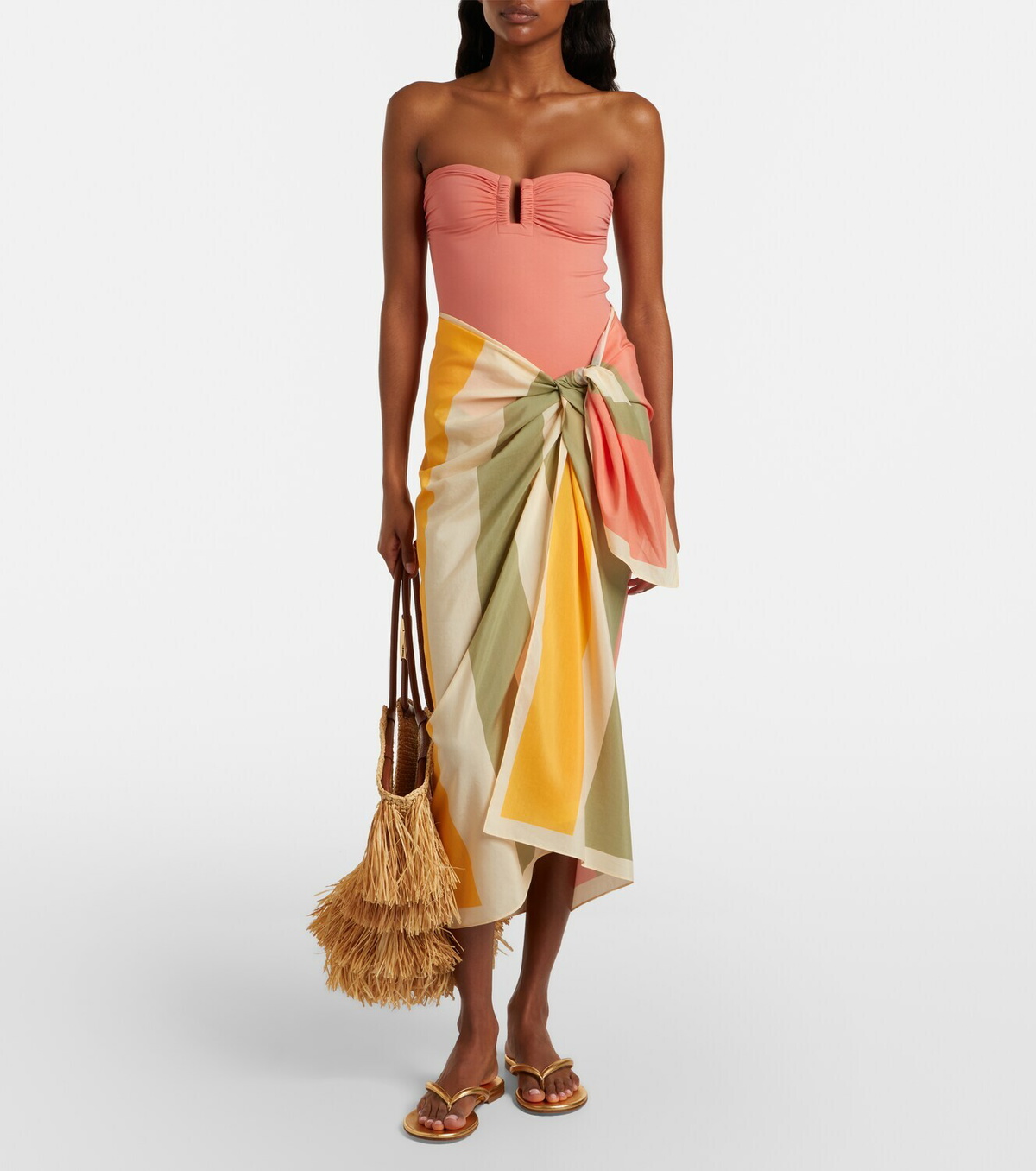 Eres Croquant striped cotton and silk beach cover-up