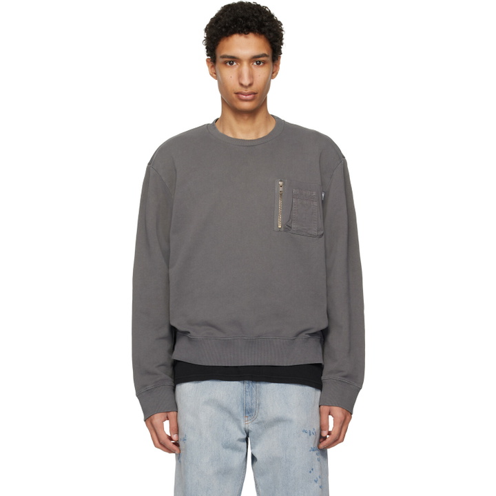 Photo: MM6 Maison Margiela Gray Utility Pocket Sweatshirt