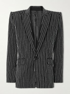 Balmain - Bead-Embellished Woven Blazer - Black