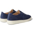 Mulo - Leather-Trimmed Suede Sneakers - Blue