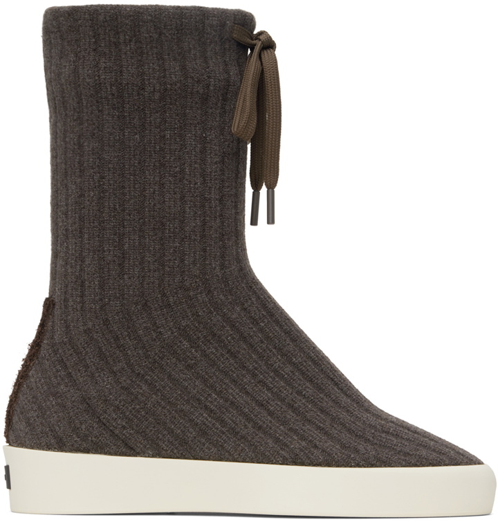 Photo: Fear of God Gray Moc Knit High Sneakers