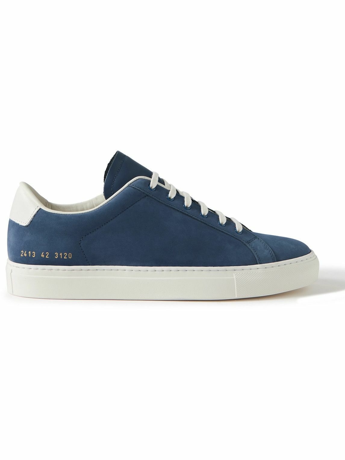 Common Projects - Retro Leather-Trimmed Nubuck Sneakers - Blue Common ...