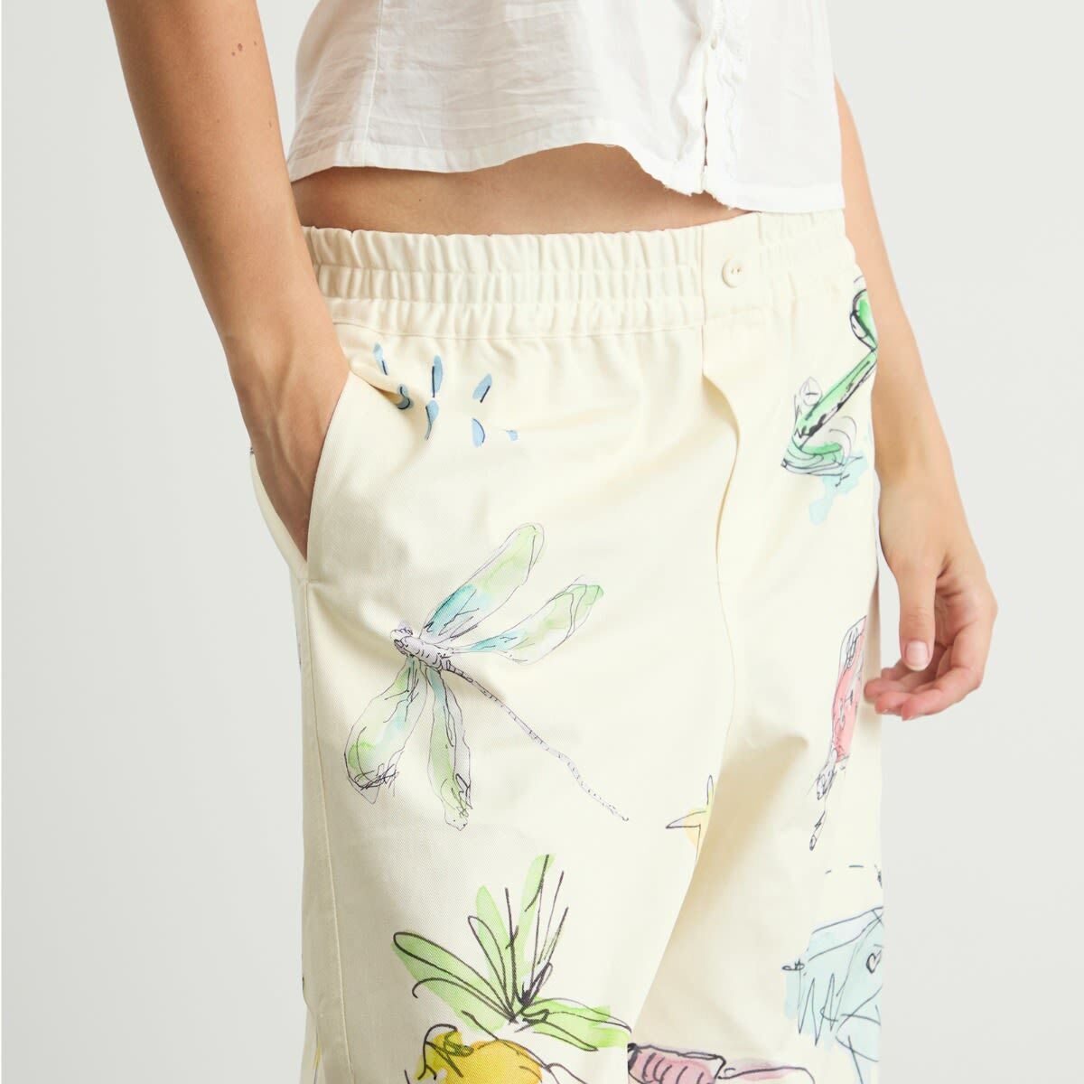 ALÉMAIS Women's Wide Leg Court Denim Trouser in Cream