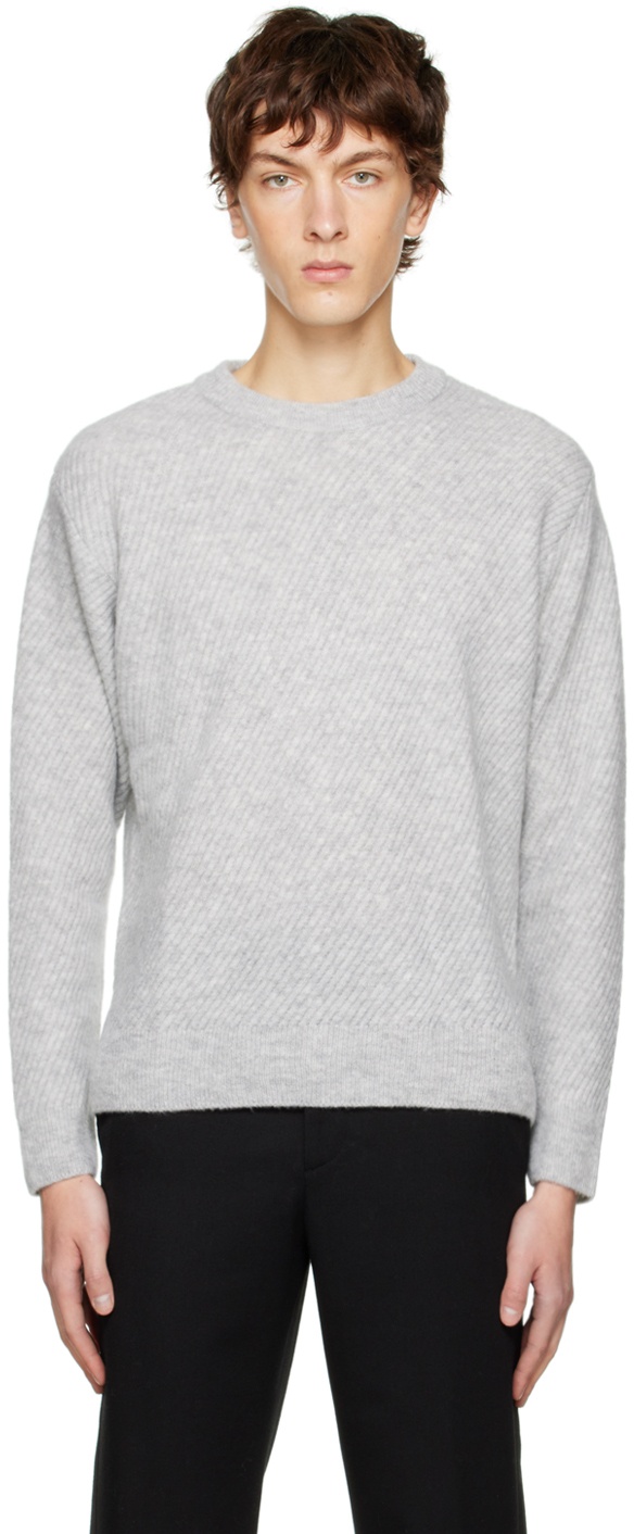 Solid Homme Gray Diagonal Sweater Solid Homme