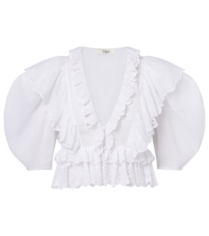 Photo: Chloé Embroidered ruffled cotton top