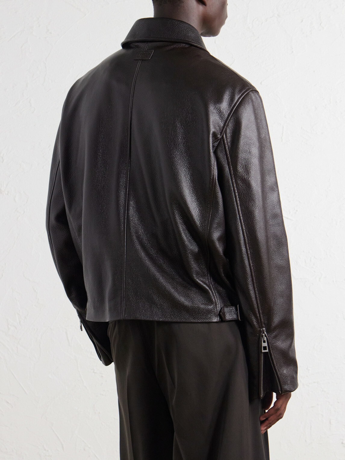 LOEWE - Full-Grained Leather Jacket - Brown