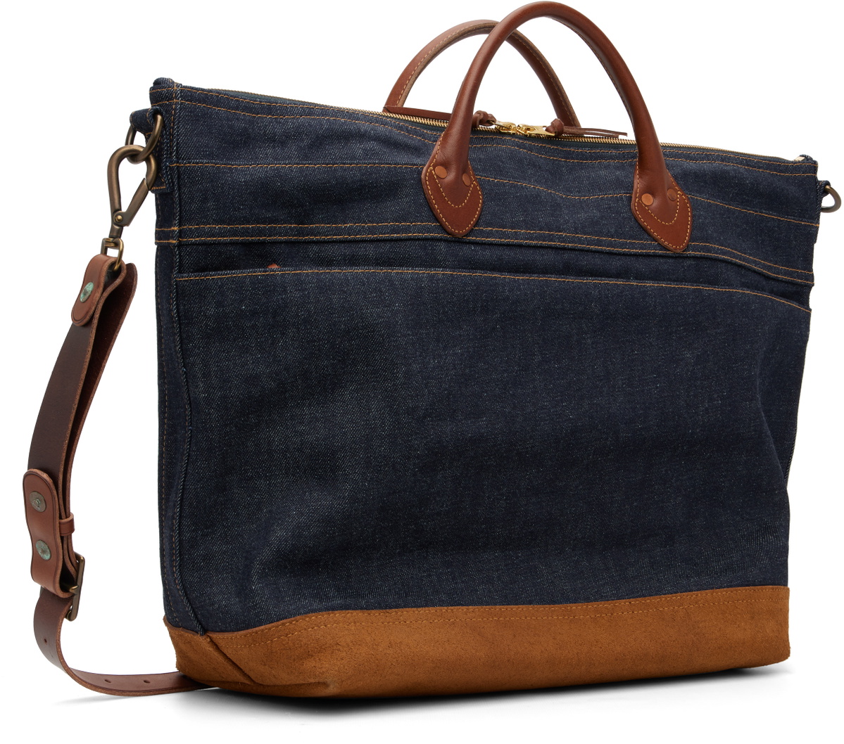 RRL Indigo Leather-Trim Denim Tote