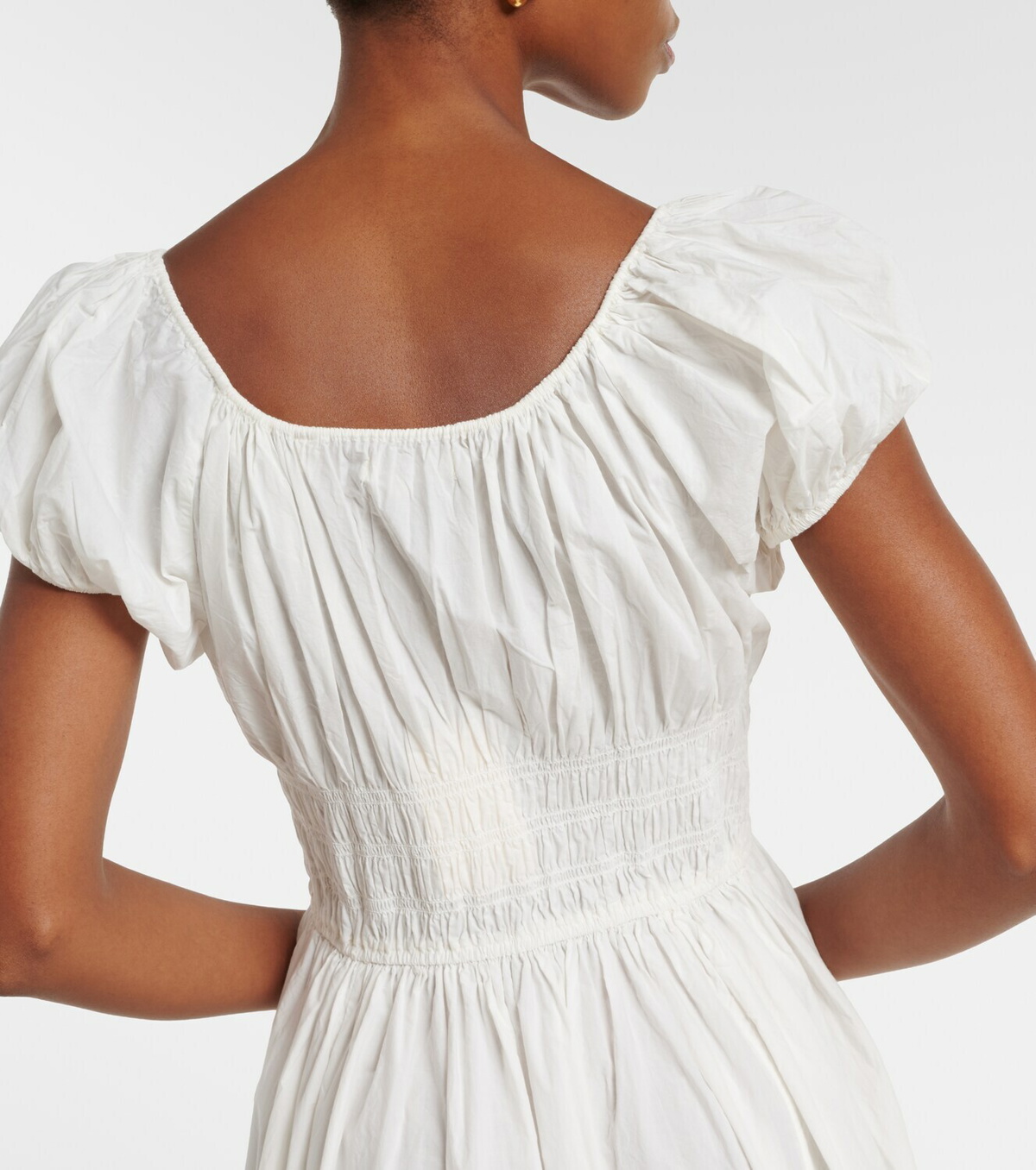 Dôen Quinn smocked cotton poplin midi dress
