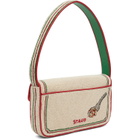 Staud Beige & Red Tommy Beaded Bag