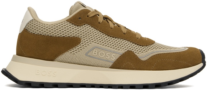 Photo: BOSS Brown Mixed Material Sneakers