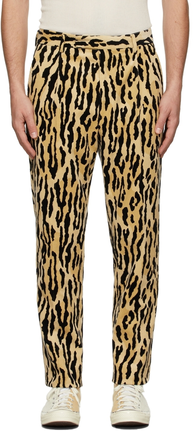 WACKO MARIA Beige Leopard Pleated 'Guilty Parties' Trousers Wacko Maria