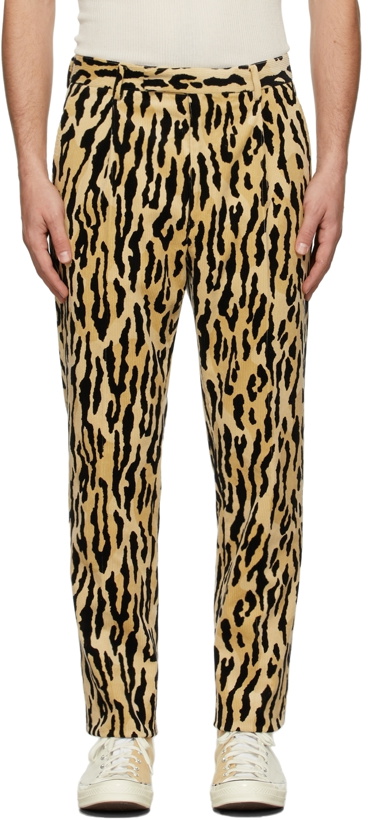 Photo: WACKO MARIA Beige Leopard Pleated 'Guilty Parties' Trousers