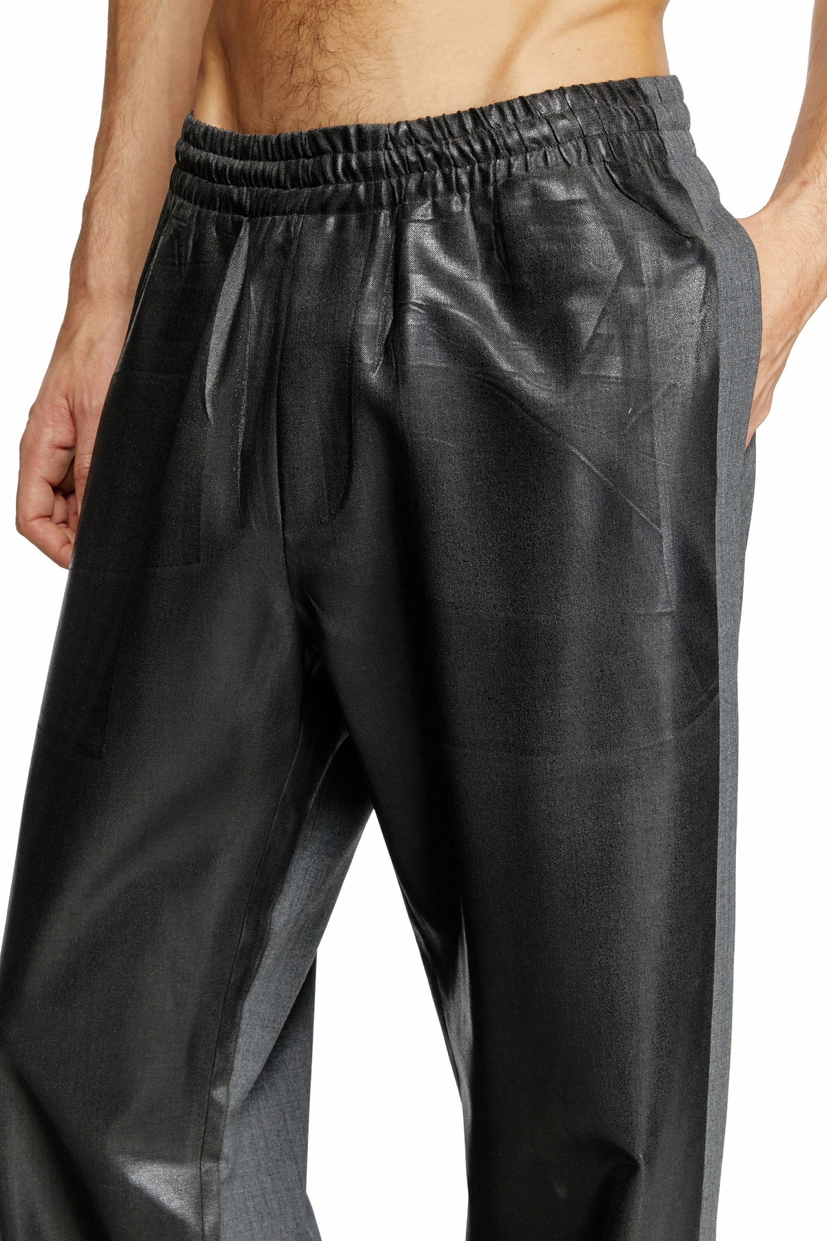 Diesel Tailored track pants with coated front - Pants - Unisex - Black