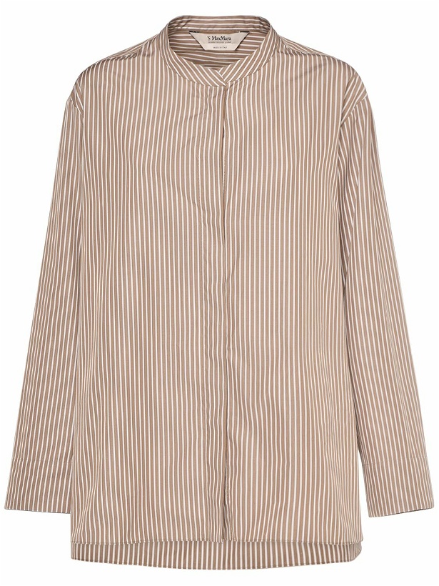 Photo: 'S MAX MARA Rondine Striped Cotton Collarless Shirt