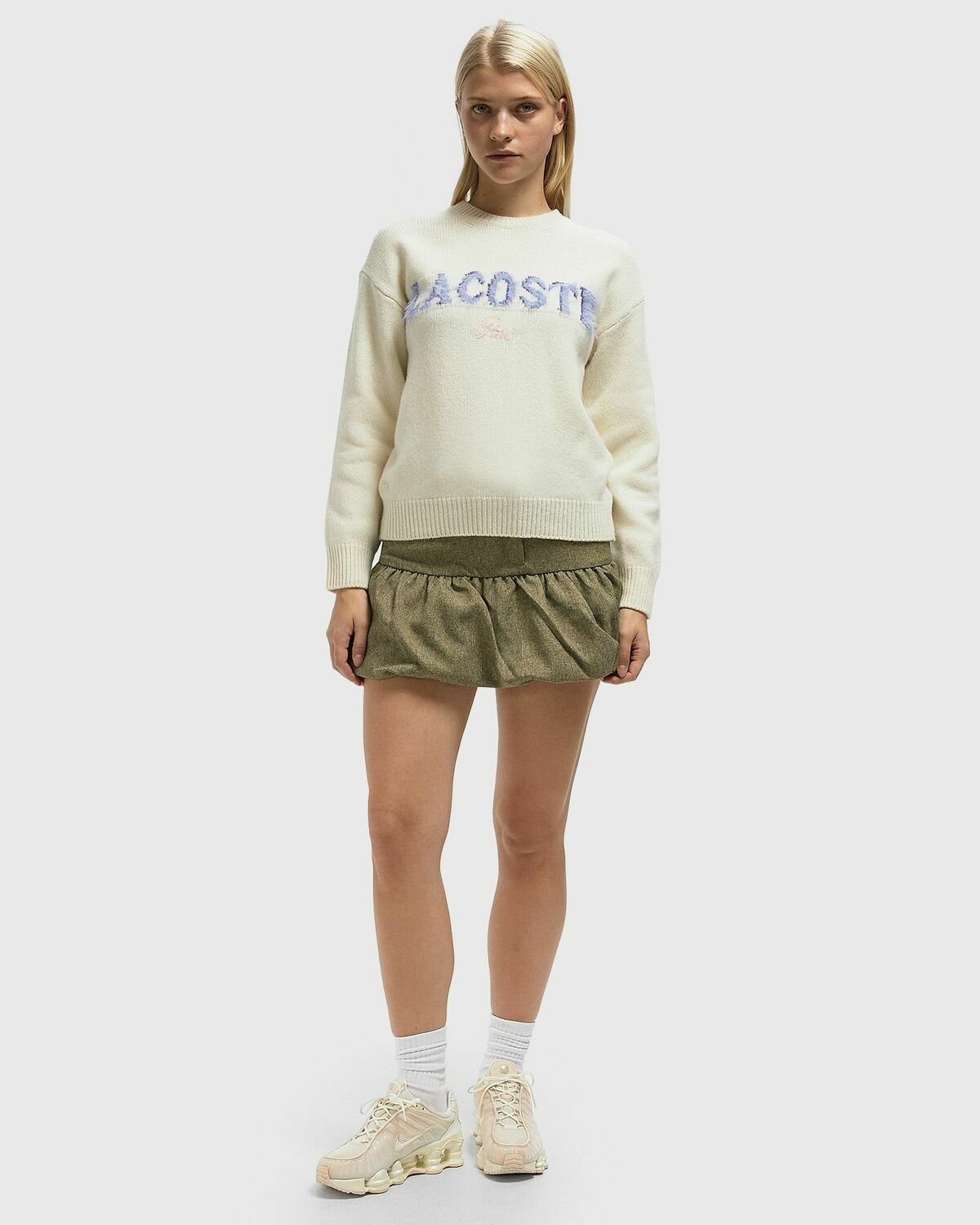 Lacoste KNIT LOGO SWEATER Beige Womens Pullover