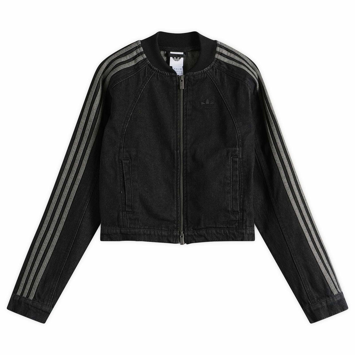 Adidas Women's Fitted Denim Track Top in True Black Denim