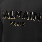 Balmain Men's Flock & Foil Paris Logo Crew Sweat in Black/Gold