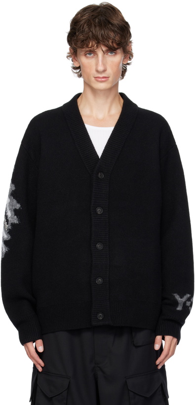 Photo: Y-3 Black Graphic Knit Cardigan
