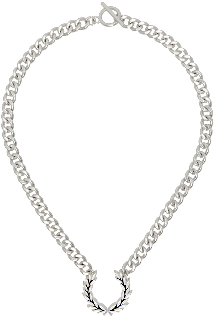 Fred Perry Silver Chunky Laurel Wreath Necklace