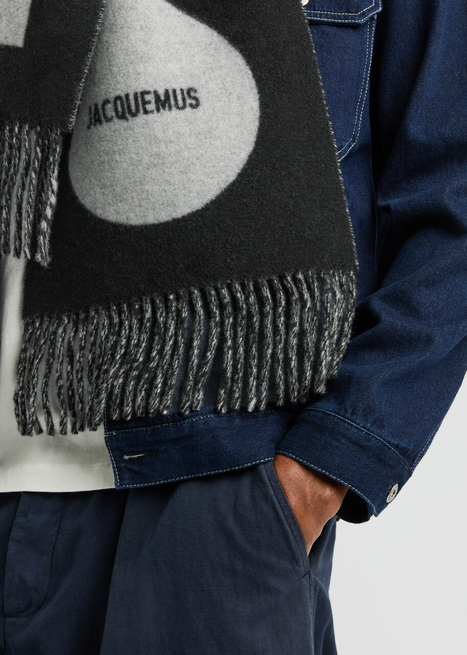 Jacquemus L'echarpe Rond Carre Logo Wool Scarf