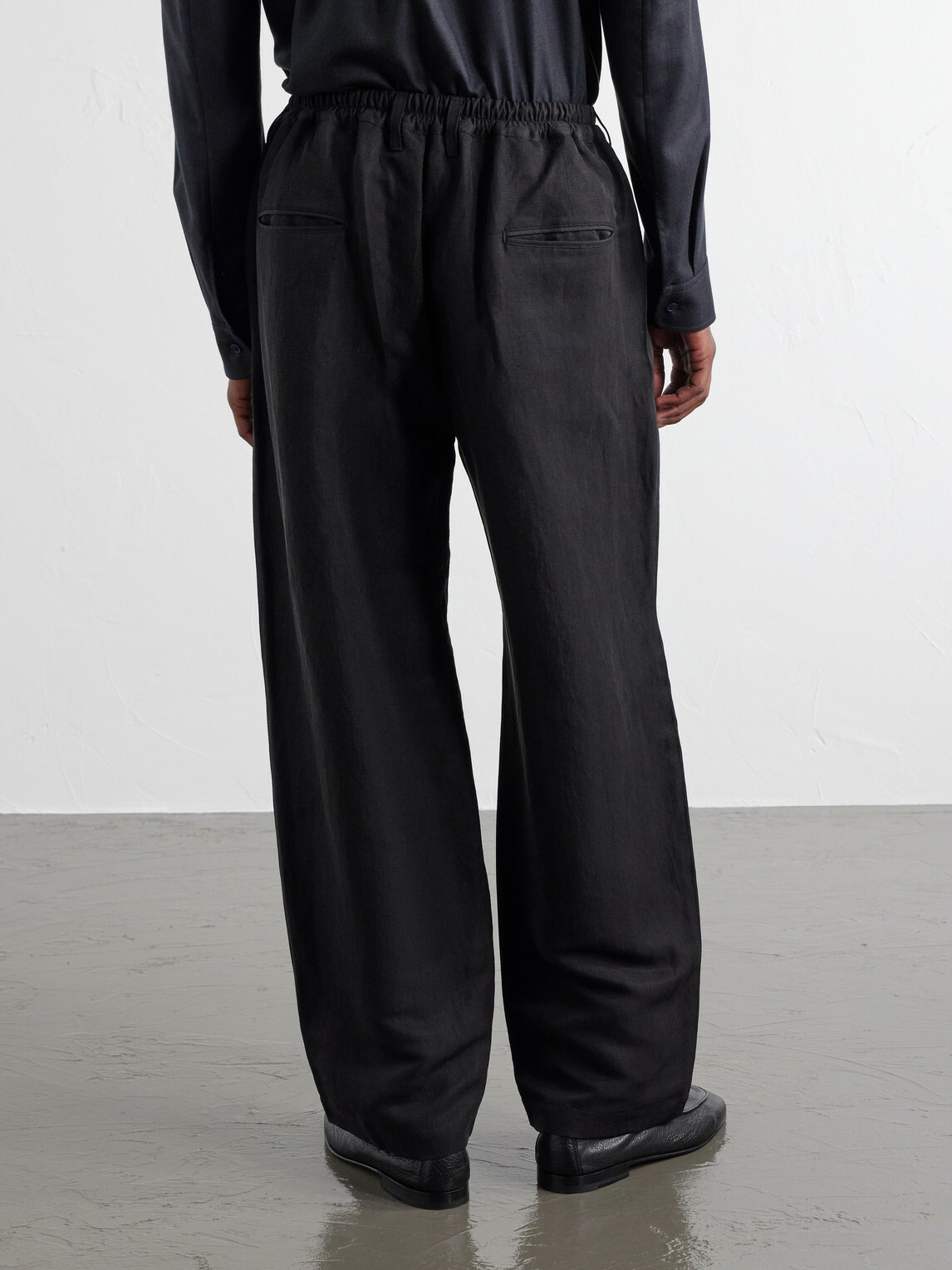 ssstein - Wide-Leg Linen and Silk-Blend Twill Trousers - Black