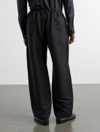 ssstein - Wide-Leg Linen and Silk-Blend Twill Trousers - Black