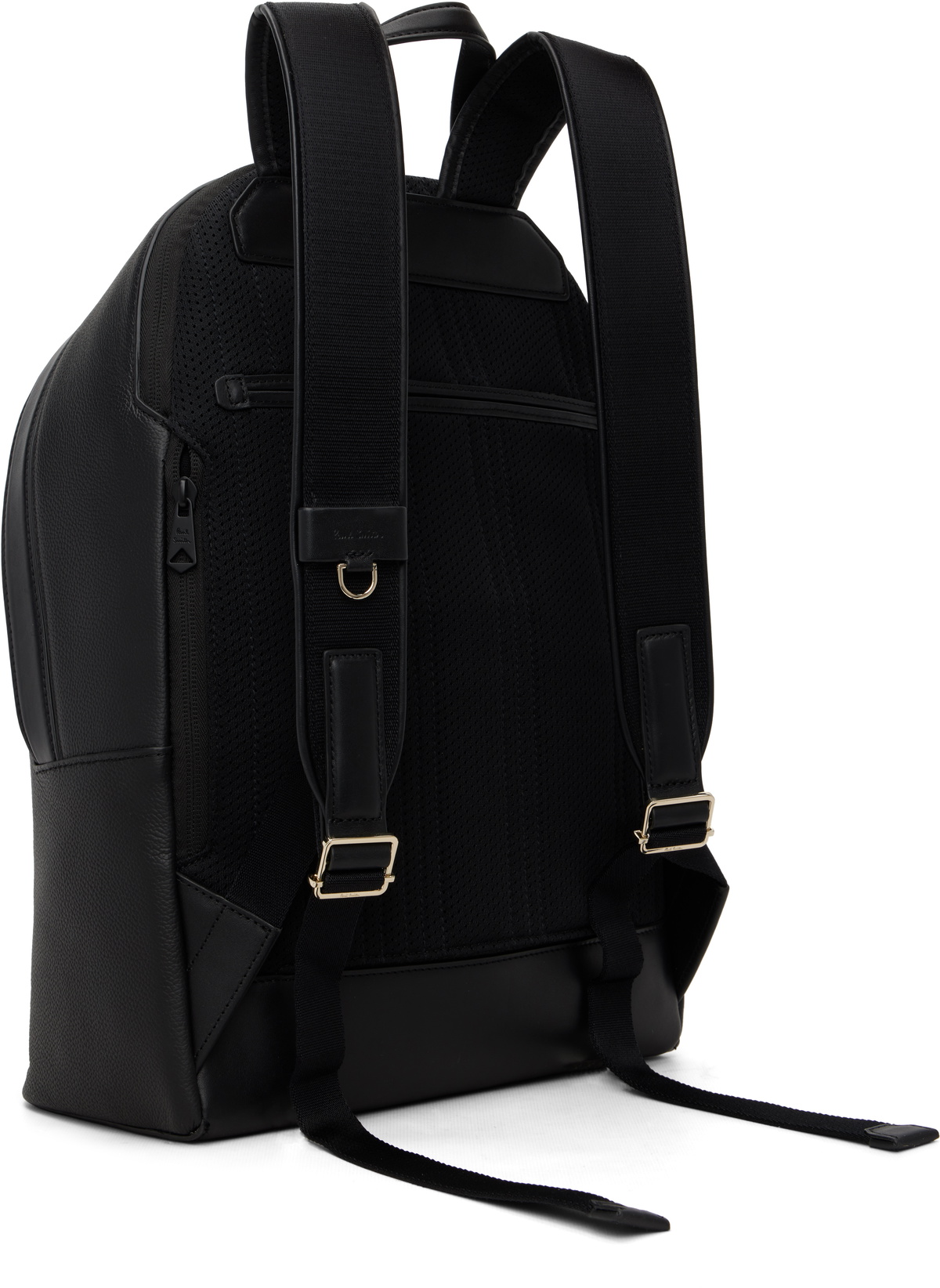 Paul Smith Black Leather 'Signature Stripe' Trim Backpack