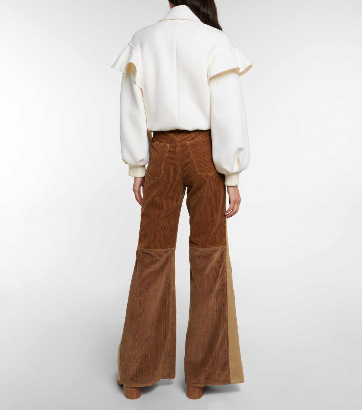 iDO White Corduroy Flared Pants