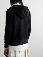 Thom Browne - Logo-Appliquéd Ribbed Cotton and Silk-Blend Zip-Up Hoodie - Black