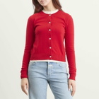 DUNST Women's Essential Crewneck Knit Cardigan in Tomato Red