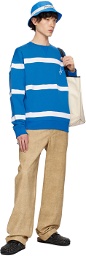 JW Anderson Blue & White Striped Sweatshirt