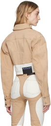 Mugler SSENSE Exclusive Beige & White Cropped Denim Jacket