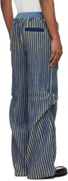 Stanley Raffington Navy & Yellow Warped Ribbed Trousers