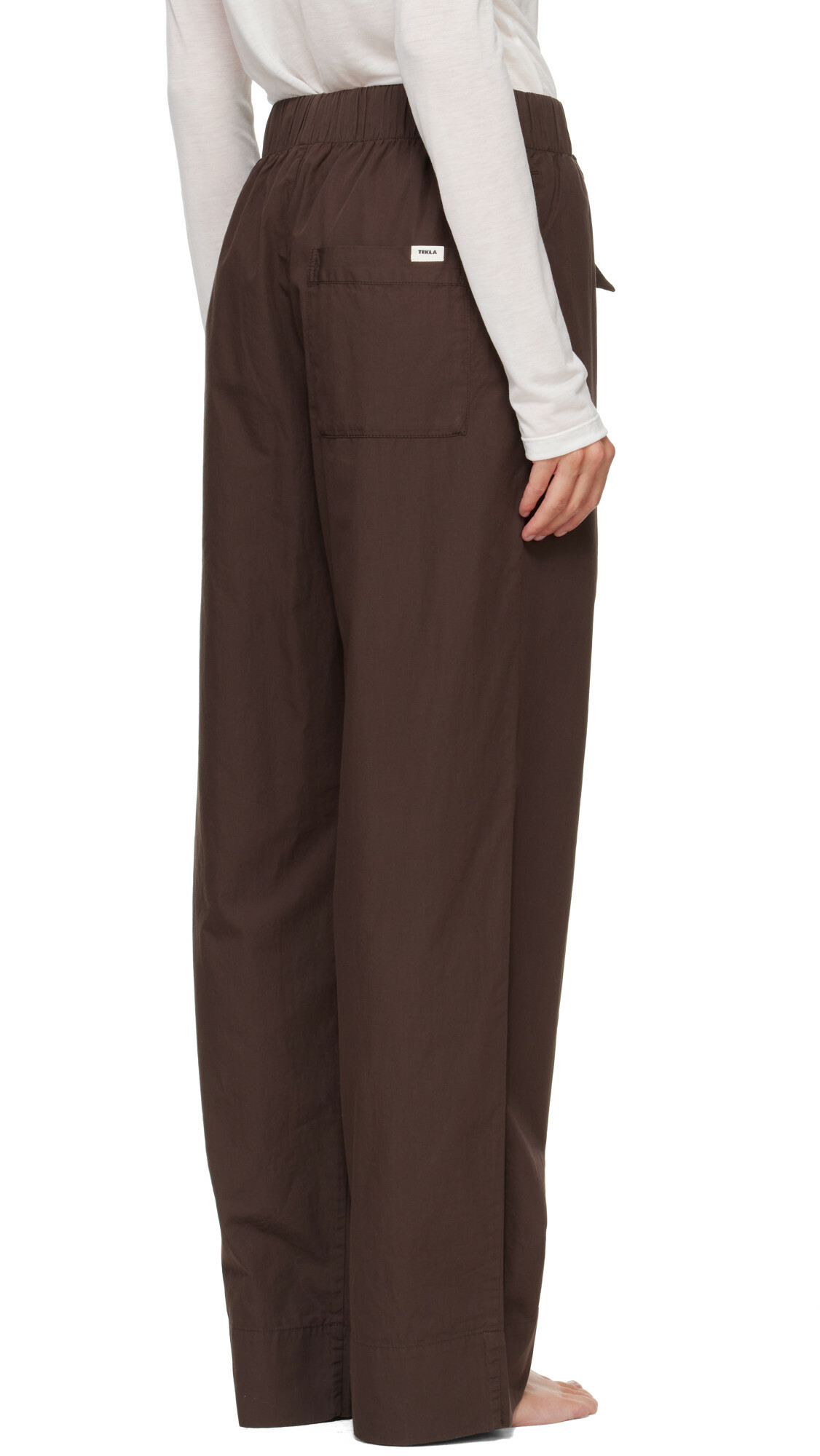 Tekla Brown Poplin Pyjama Pants
