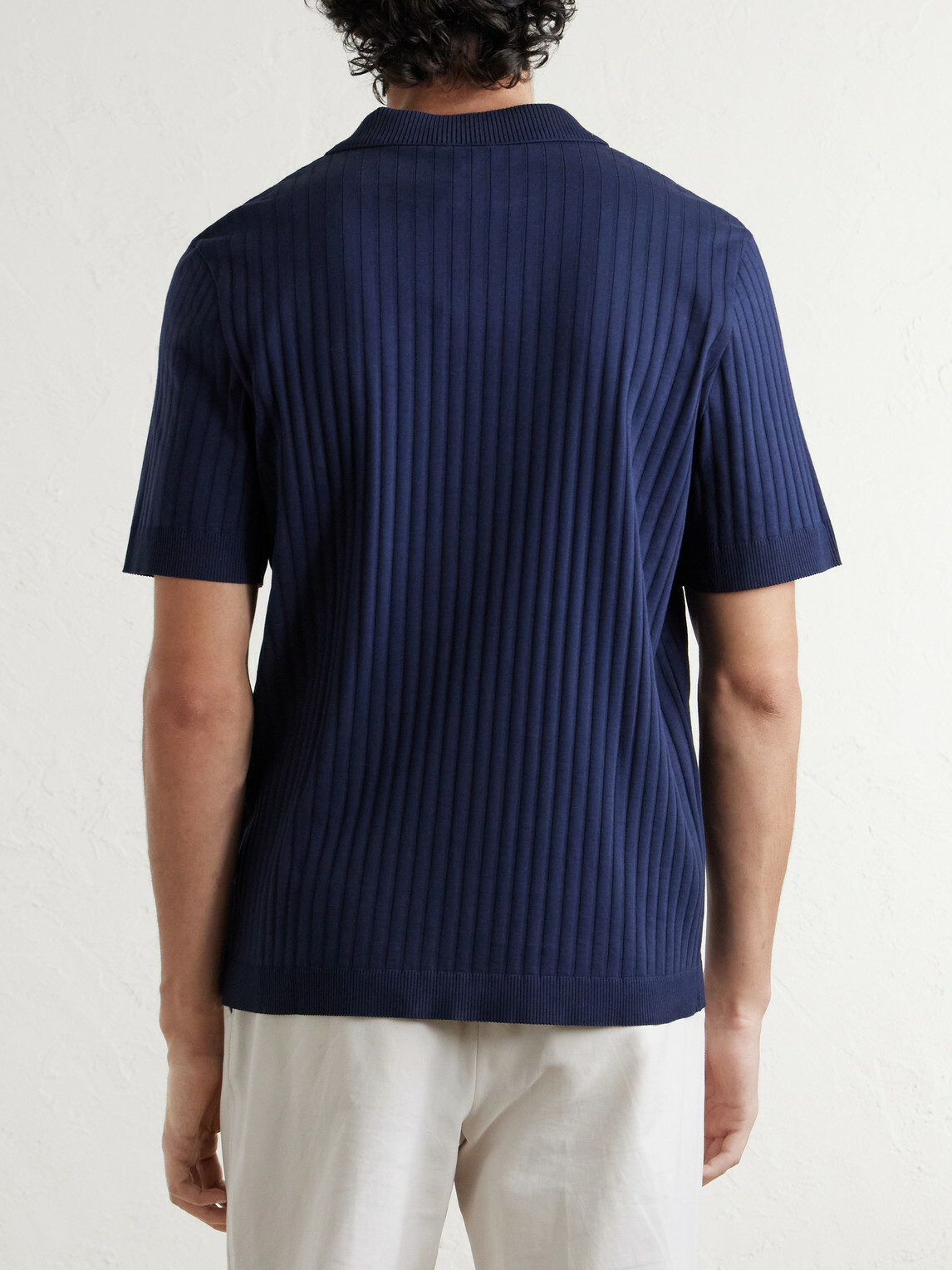 Mr P. - Organic Cotton Jacquard Polo Shirt - Blue