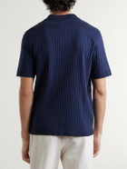 Mr P. - Organic Cotton Jacquard Polo Shirt - Blue