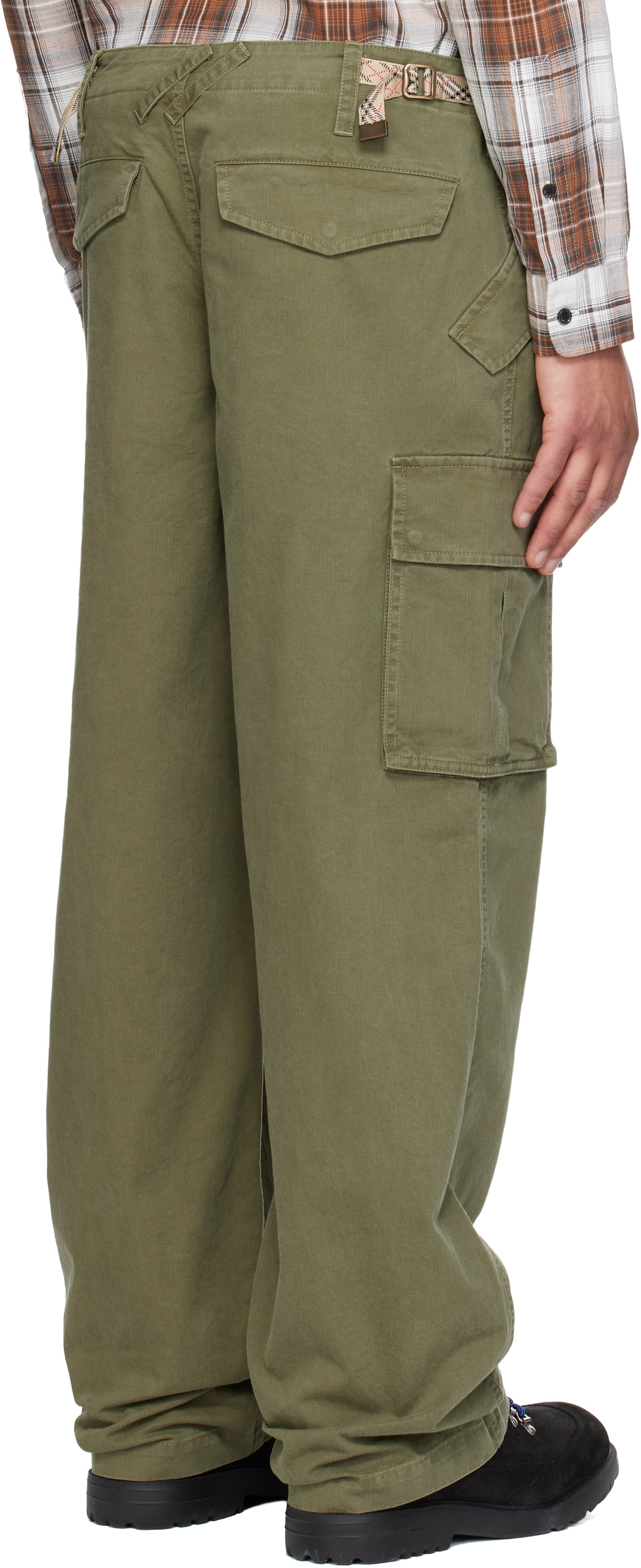 Burberry Green Cotton Cargo Trousers